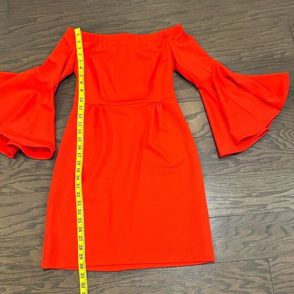 Trina by Trina Turk Off The Shoulder Red Dress with Flounce Sleeves Size 2 NWT - Picture 2 of 8
